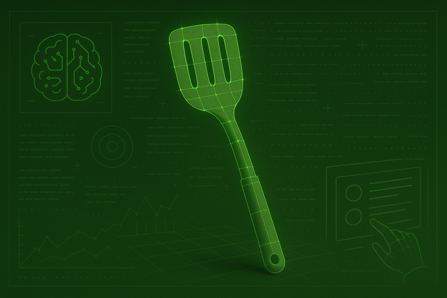 AI analysis of kitchen utensil with digital overlay